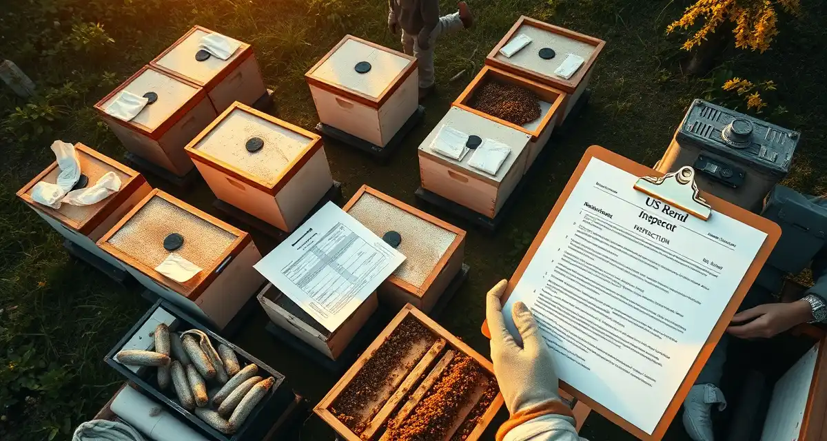 USDA APHIS commercial beekeeping compliance Commercial beekeeping operation demonstrating APHIS-compliant hive setup and federal regulatory requirements for interstate bee movement