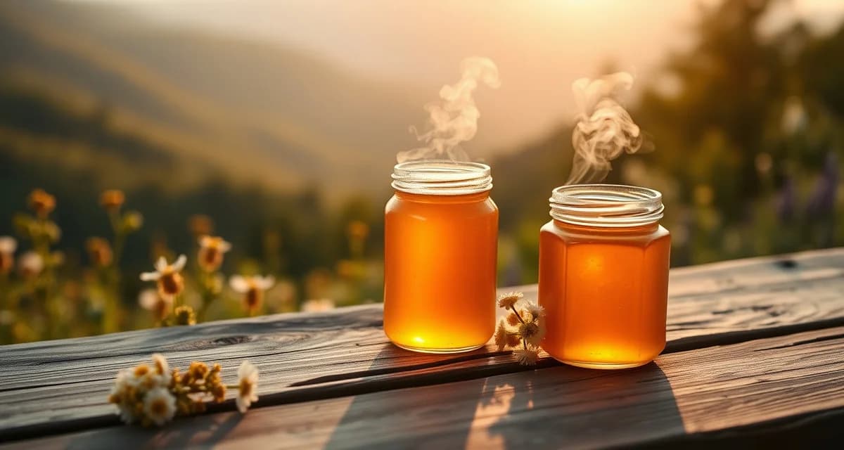 Premium Appalachian honey for commercial operations Golden Appalachian wildflower honey in glass jars showcasing premium commercial beekeeping production from mountain regions