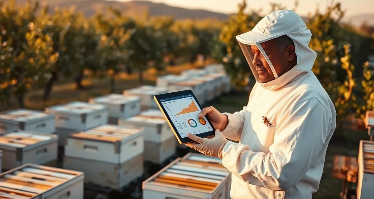 Digital grower retention management for commercial beekeepers Beekeeper using PollenOps software to track grower retention metrics and performance scores for pollination contracts