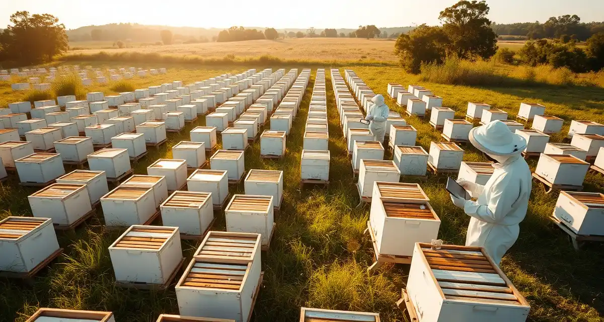 Scalable beekeeping software management system for large apiaries Commercial beekeeping operation with 500+ hives managed with professional software and digital equipment