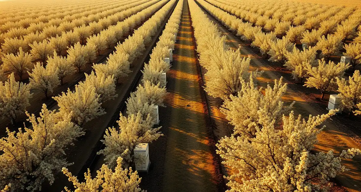 Almond pollination hive pricing analysis and market trends California almond pollination rate trends showing hive pricing growth from 2010 to 2025 in commercial beekeeping operations