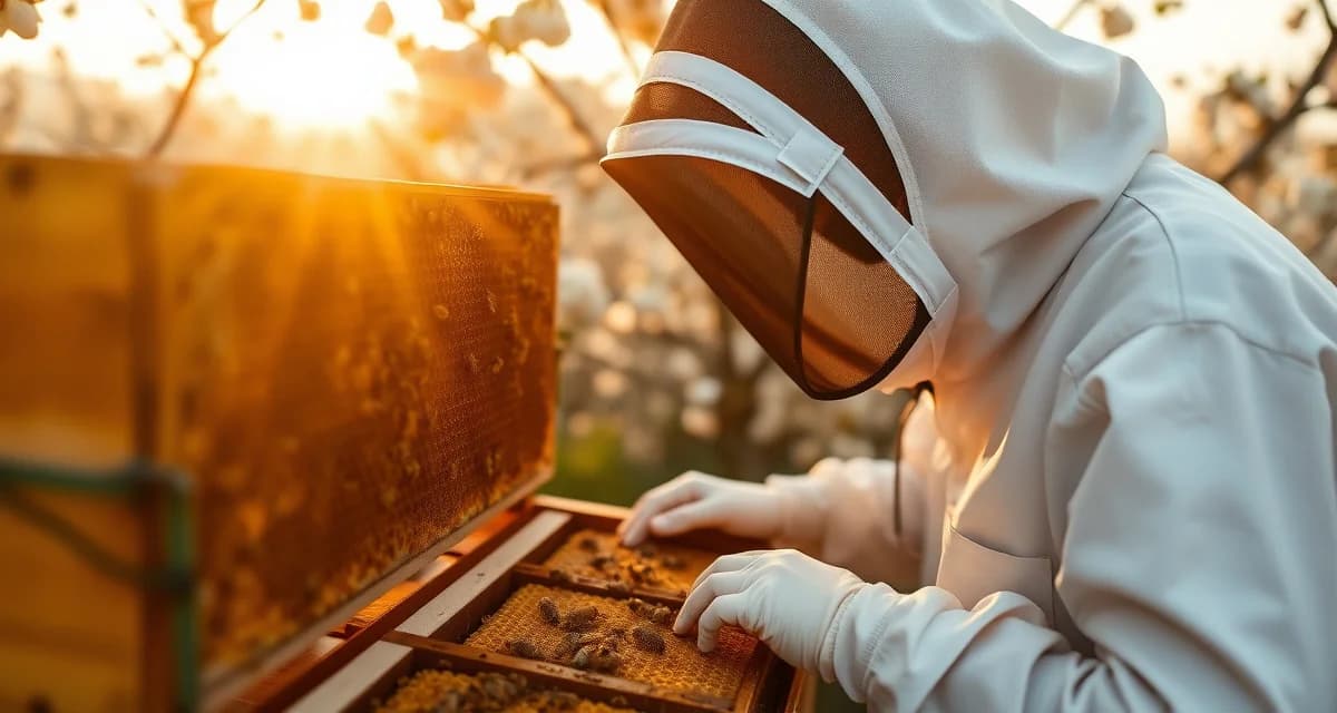 Cherry orchard pollination logistics management Commercial beekeeper managing hive for cherry pollination contracts with orchard documentation system