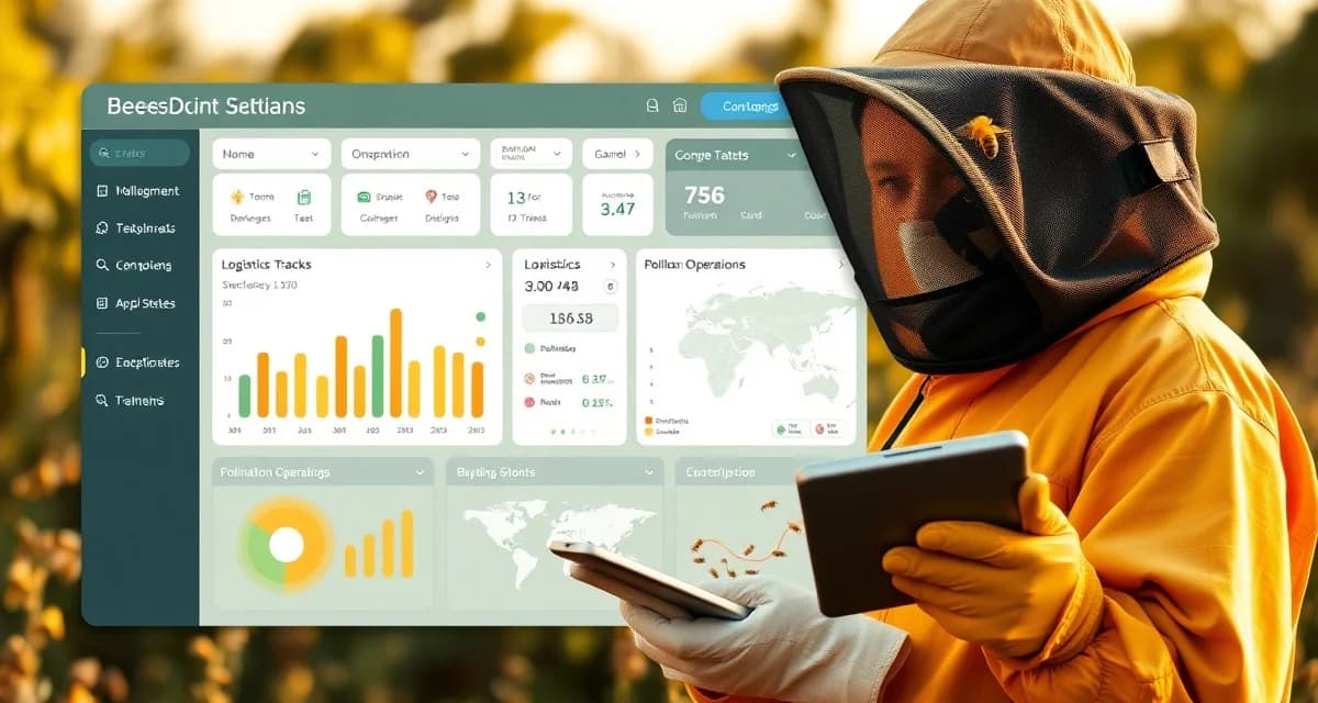 Live demo of PollenOps bee logistics platform PollenOps commercial beekeeping software live demo interface showing hive logistics and pollination operations management dashboard