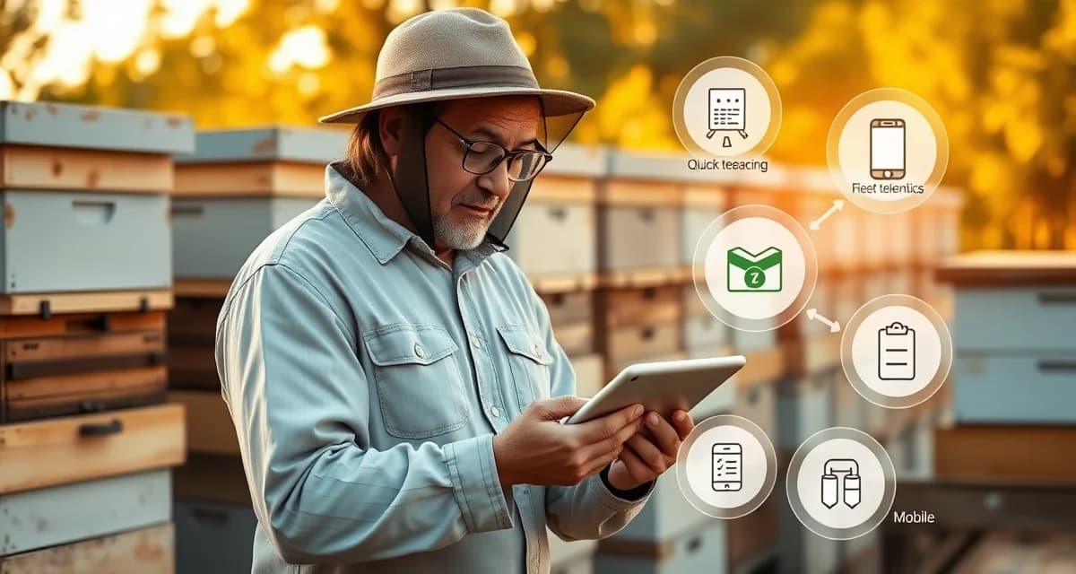 Pollination business management platform with automated integrations PollenOps software integrations connecting QuickBooks, GPS fleet tracking, and field data management for commercial pollination operations