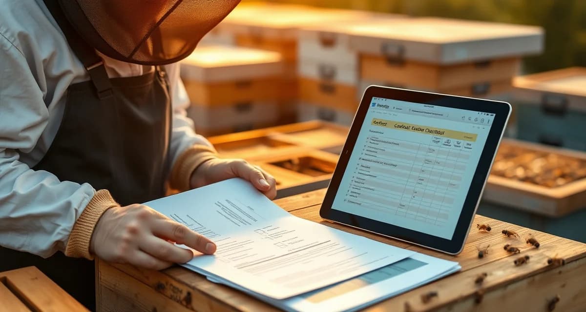 Pollination Contract Documentation System Commercial pollination contract checklist with organized documents and compliance tracking software for beekeeping operations