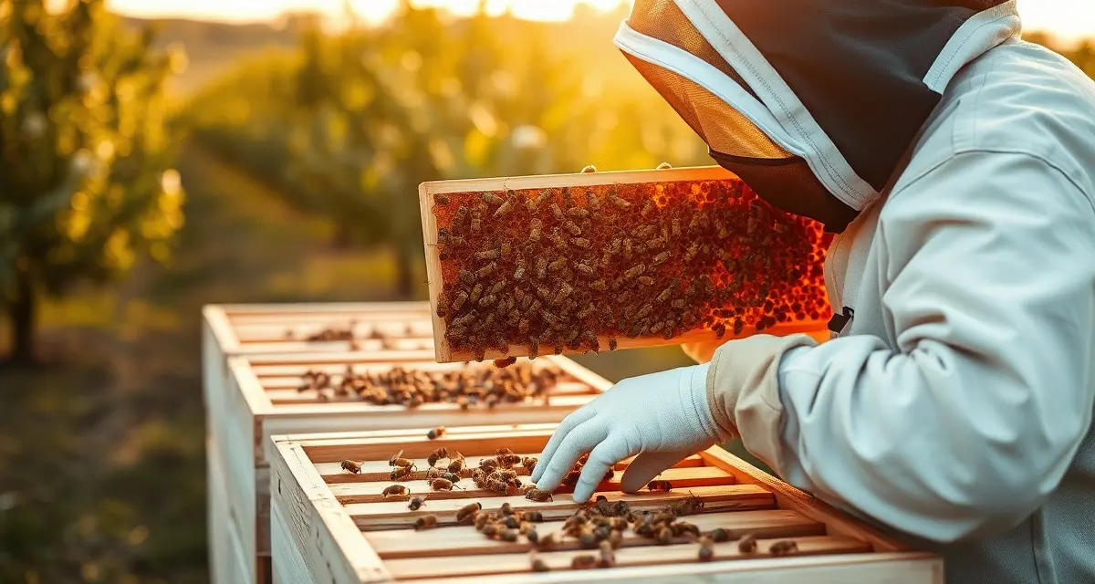 Michigan Commercial Apiary Inspection Beekeeper conducting apiary inspection of commercial honey bee colony under Michigan regulations and registration requirements