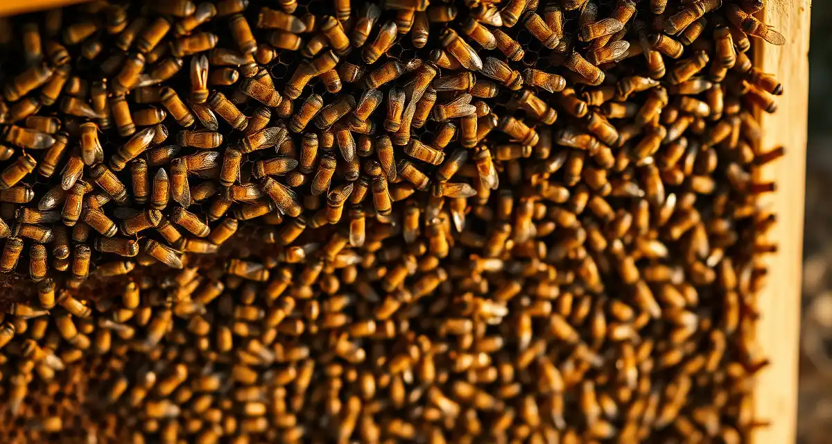Healthy spring buildup bee frame coverage Commercial beehive frame showing spring buildup with 6 frames of healthy bee coverage for almond pollination contracts